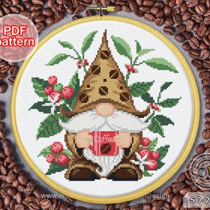 Kreuzstich Muster pdf Wichtel Kaffeebohne Baum Fee Elfe Pixie ,SO-OP2157 &#39;Kaffeewichtel&#39;