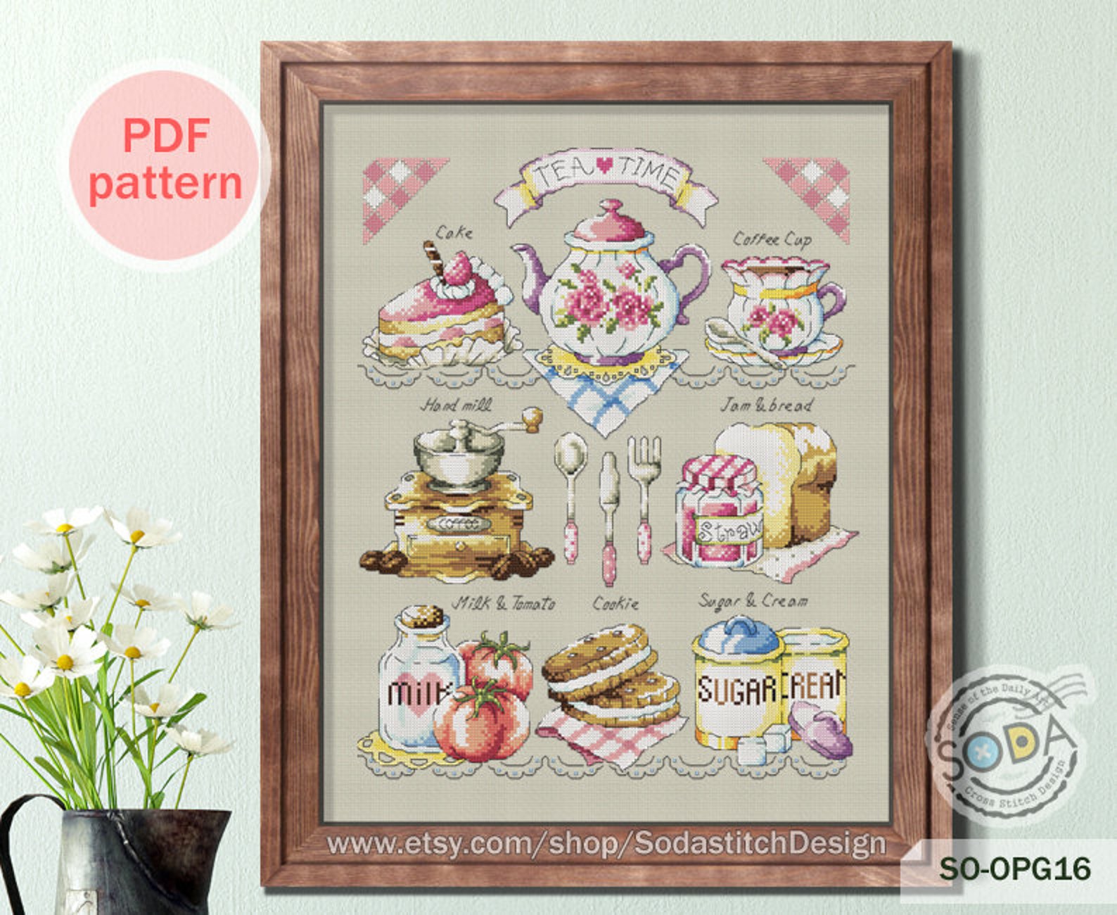Tea Time Cross Stitch Patterntea Pot Coffee Tea House Living - Etsy