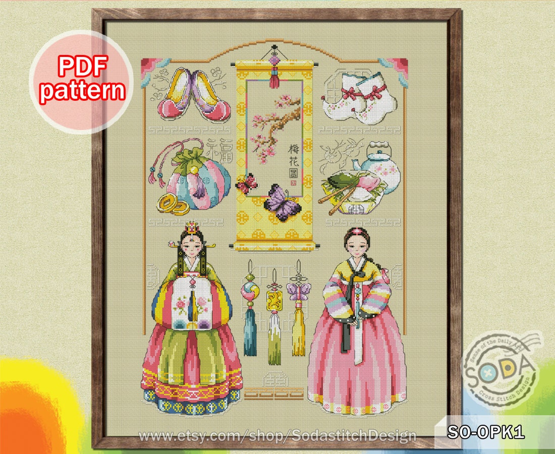 Cross Stitch Pattern Pdf Traditional Korean Culture Hanbok