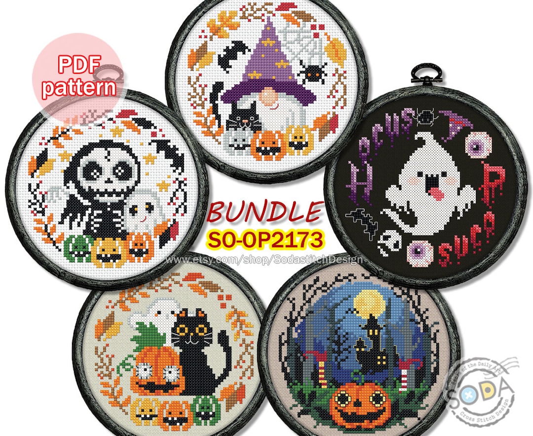 Halloween Cross Stitch Pattern Pdf Autumn Fall Pumpkin Ghost