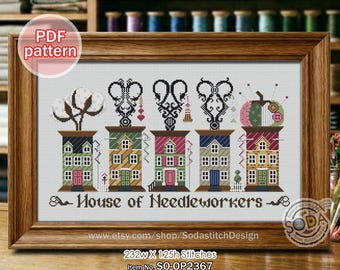 Patrón de punto de cruz en pdf, SO-OP2367 'Casa de las Costureras'