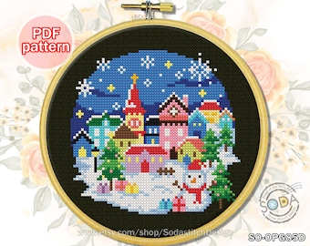 Cross Stitch Pattern pdf Winter Christmas House Modern Mini Easy Simple for Beginner Instant PDF Download,SO-OPG85D 'Four Seasons Village'