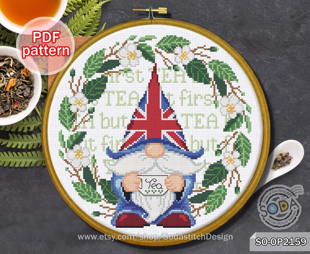 Cross Stitch Pattern Pdf Gnome Fairy Elf Pixie Tea Modern, SO-OP2159 ...