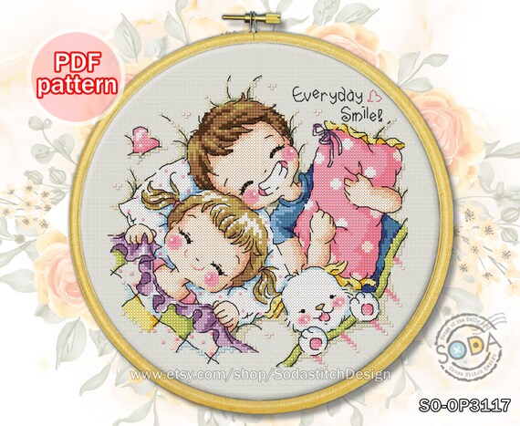 トップス soorploom cross stitch Cross Stitch Pattern Pdf Cute Kids Modern Instant Pdf
