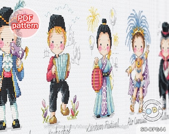 Cross Stitch Pattern pdf, SO-OPG44 'World Festival'