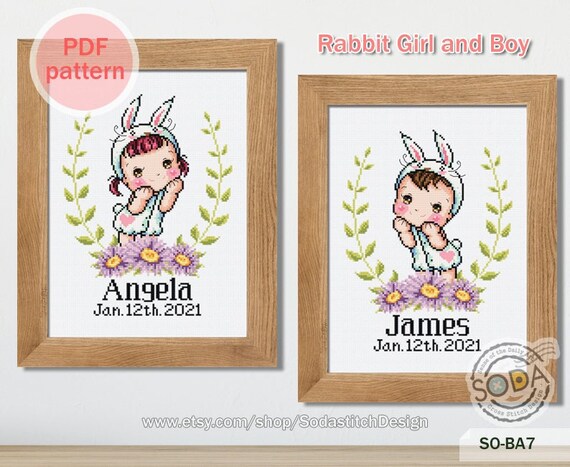 Rabbit Bunny Cross Stitch Patternpdf Cross Stitch | Etsy