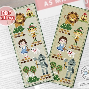 Lesezeichen Kreuzstich Muster Dorothy Sampler Simple Easy Instant Download Zählmuster,SO-BM16 'Der Zauberer von OZ'
