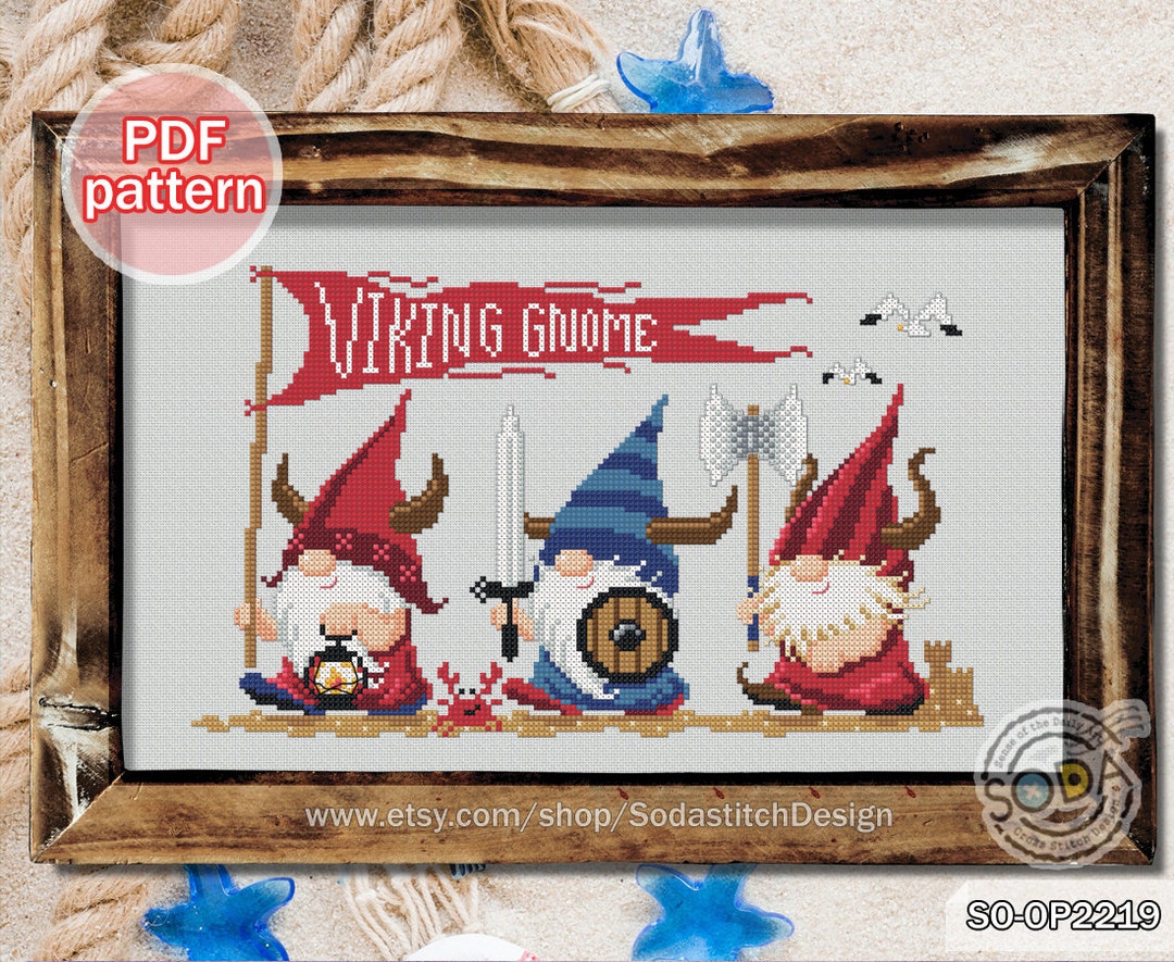Cross Stitch Pattern Pdf Gnome Viking Fairy Elf Pixie Funny Easy Modern ...