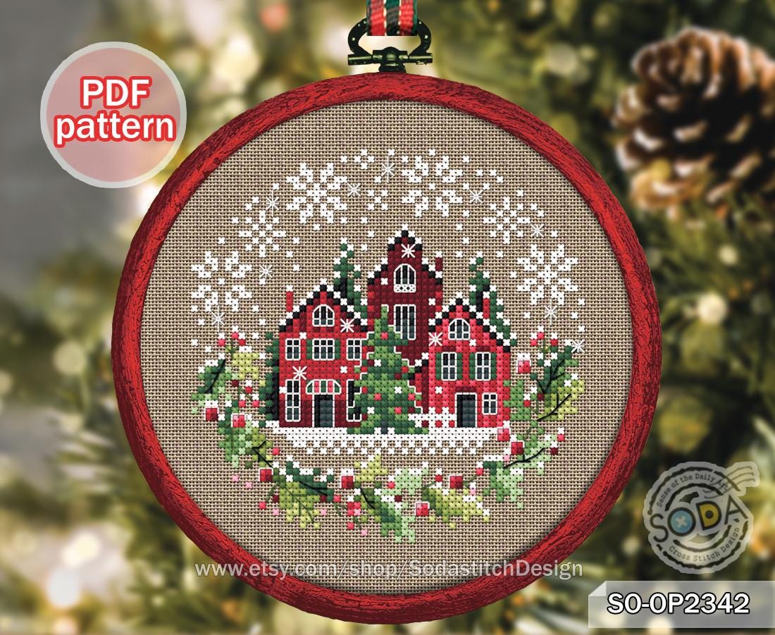 Cross Stitch Pattern Pdf Christmas Tree Ornaments, SO-OP2342