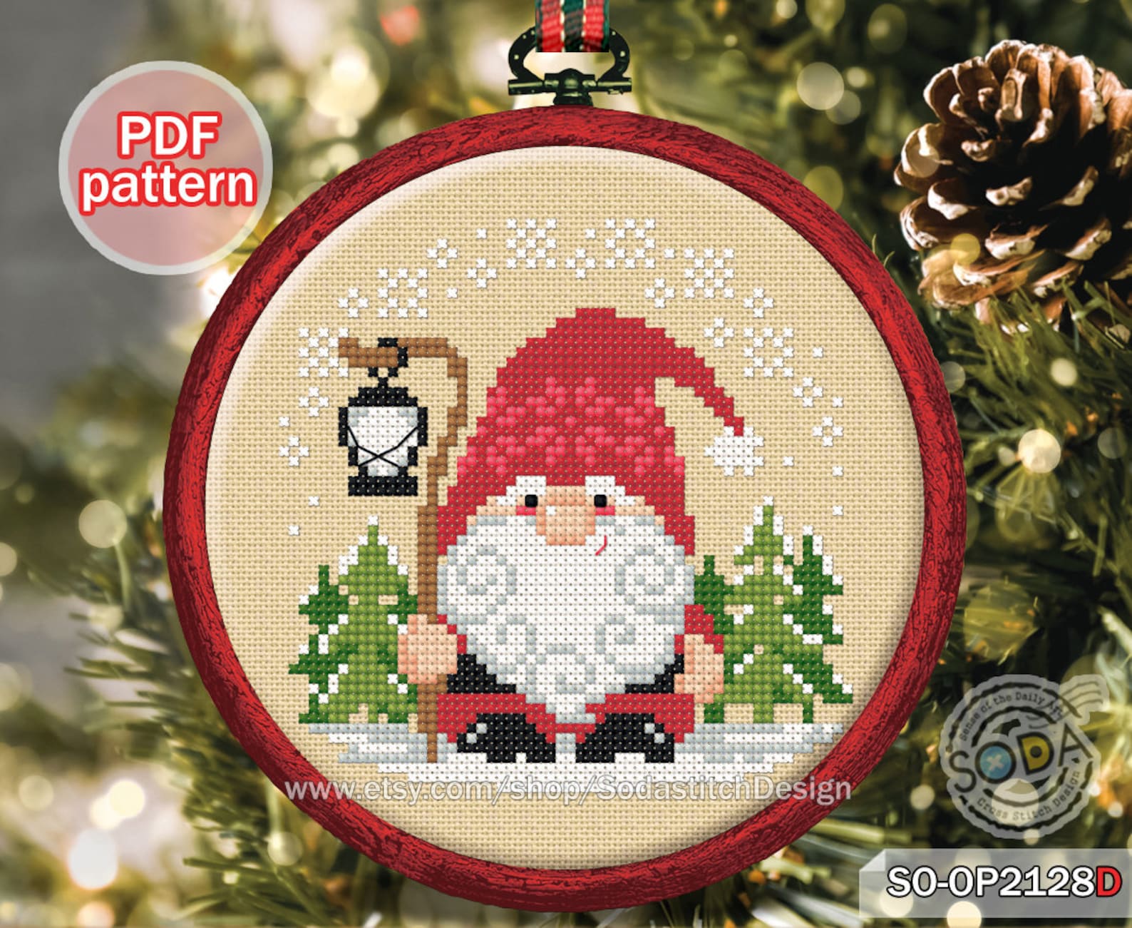 Christmas Ornament Cross Stitch Pattern Pdf Gnome Santa - Etsy