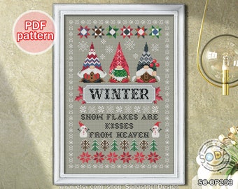 Cross Stitch Pattern pdf, SO-OP253 'Winter Gnome'