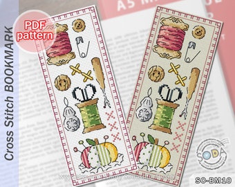 Bookmark Cross Stitch Pattern pdf Sewing Sampler Instant Download Counted Chart Grid Scheme,SO-BM10 'Sewing Sampler'