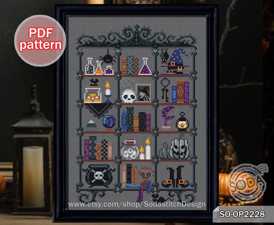 Cross Stitch Pattern Pdf Halloween Witch House Spooky Ghost Pumpkin ...