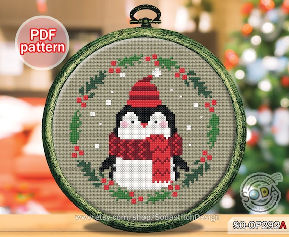 クリスマスオーナメント クロスステッチパターン pdf ペンギン
