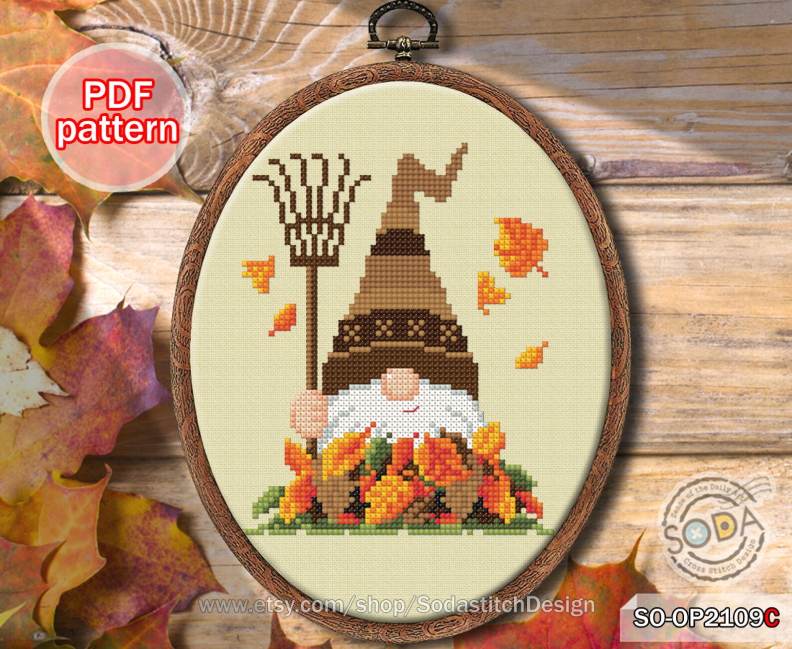 Cross Stitch Pattern Pdf Gnome Autumn Fall Elf Fairy Modern, SO-OP2109C ...