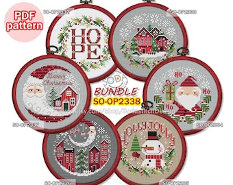 Cross Stitch Pattern pdf Tree Winter Modern, SO-OP2338 'Christmas Ornaments_BUNDLE'