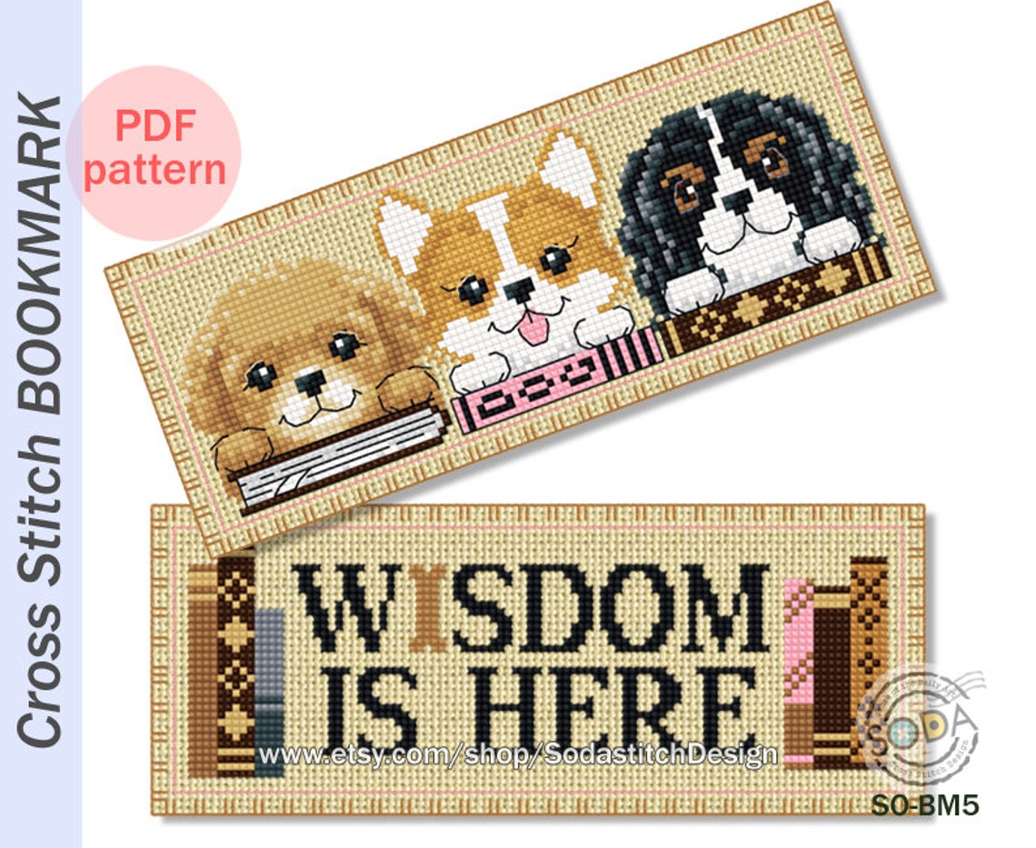 Bookmark Puppies Dog Cross Stitch Patternpdf Cross Stitch Etsy
