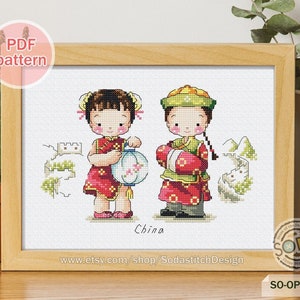 Cross Stitch Pattern,Traditional Architecture The Great Wall Modern Instant pdf Download Counted Chart,SO-OPG22D &#39;World Collection_China&#39;