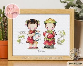 Cross Stitch Pattern pdf, SO-OPG22D 'World Collection_China'