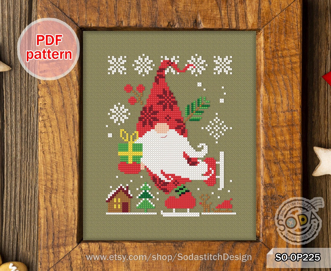 Cross Stitch Pattern Pdf Gnome Fairy Elf Pixie Holiday, SO-OP225 "santa ...
