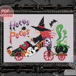 Halloween-kruissteekpatroon, heks jubileum seizoen herfst herfst modern pdf download getelde grafiek, SO-OP236 'heksenschoenen'