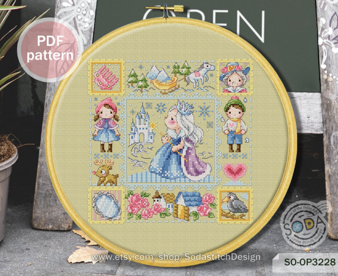 Cross Stitch Pattern Pdf Fairy Tale Story Book Modern, SO-OP3228 'the ...