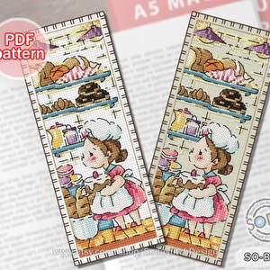 Korsstygnsmönster pdf Bokmärke, SO-BM51 'BAKERY'