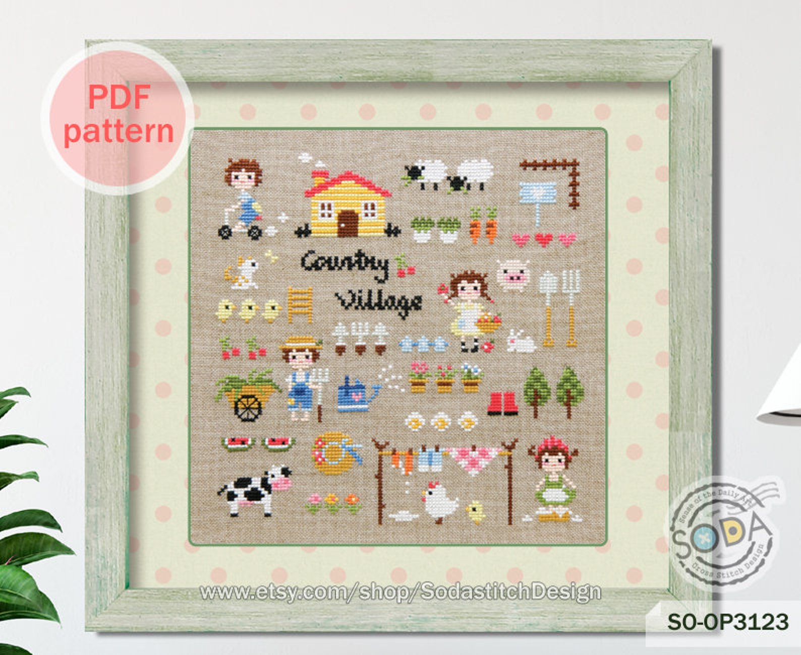 Counted Cross Stitch Pattern Bringing Home The Tree Christmas Decor