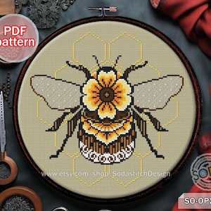 Kreuzstich Muster pdf Hummel Biene Insekt Bug gezählt Sofort PDF Download, SO-OP272 &#39;Henna Bee&#39;