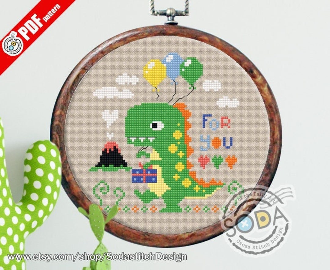 Dinosaur Cross Stitch Pattern,cross Stitch Chart,counted Cross Stitch