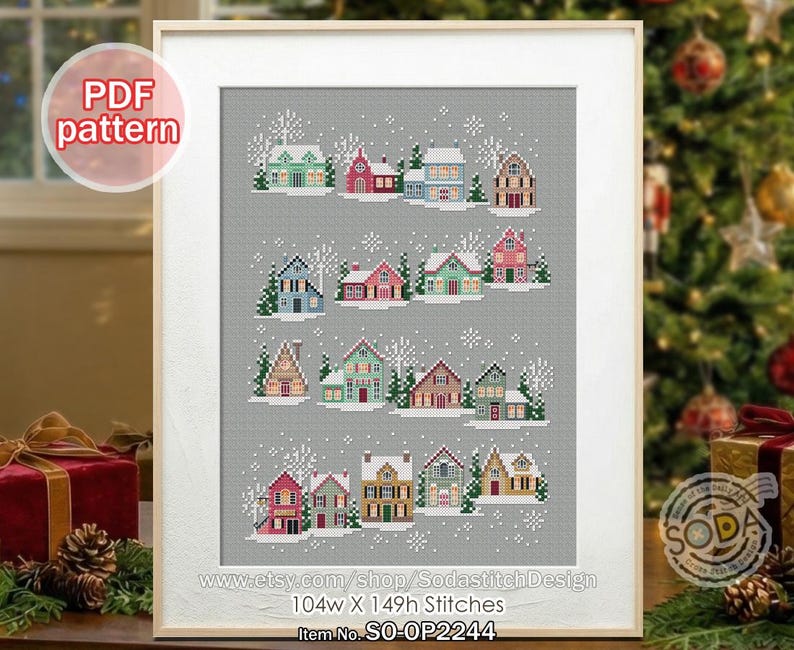 Cross Stitch Pattern Pdf Christmas Winter Town House, SO-OP2244 'winter ...