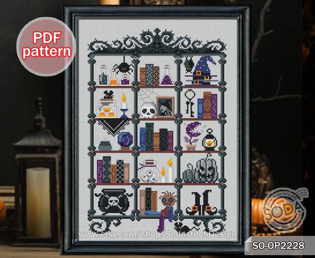 Cross Stitch Pattern Pdf Halloween Witch House Spooky Ghost Pumpkin ...