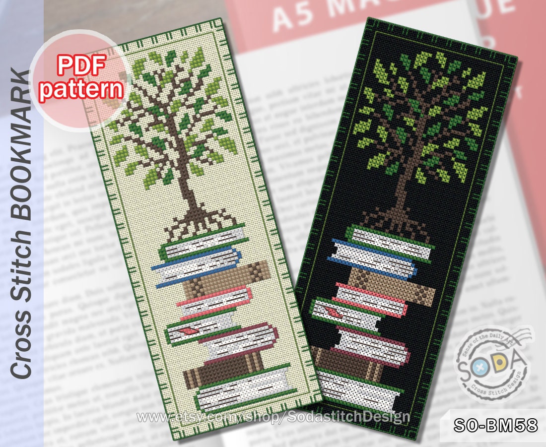 Cross Stitch Pattern Pdf Bookmark Reading Books Modern, SO-BM58 'wisdom ...