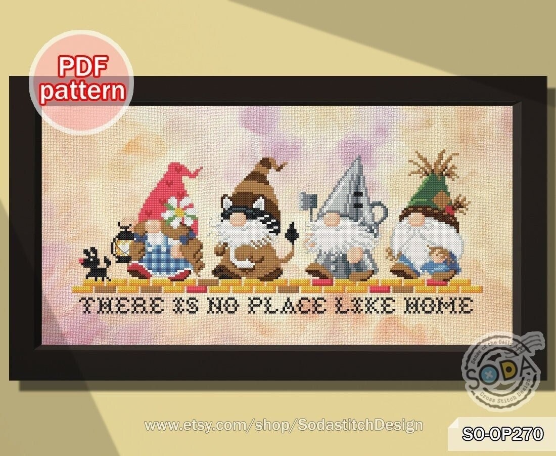 Cross Stitch Pattern pdf Gnome Fairy Tale Elf Pixie Funny Cute Modern for Beginner Counted Download,SO-OP270 'The Gnome of OZ'