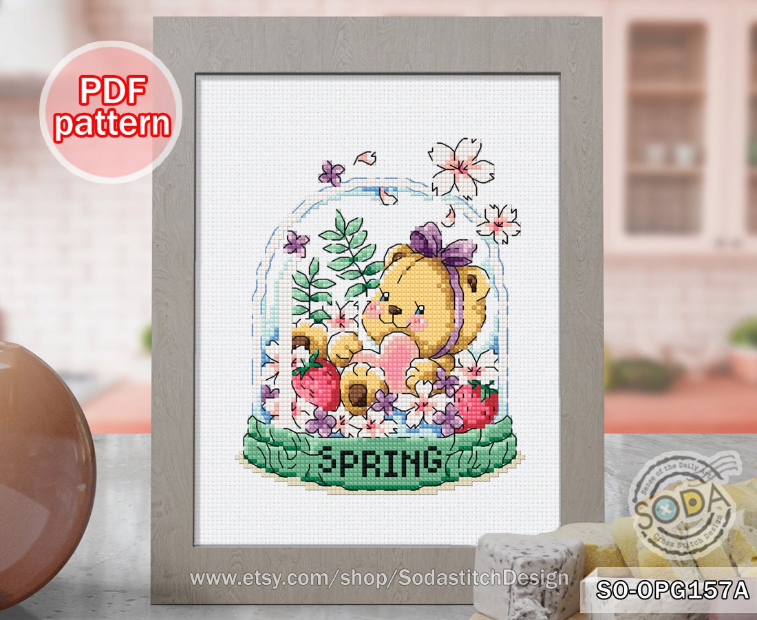 Four Seasons in Wachifield カレンダーセット Cross Stitch Pattern Pdf Four Seasons Spring Teddy Bears