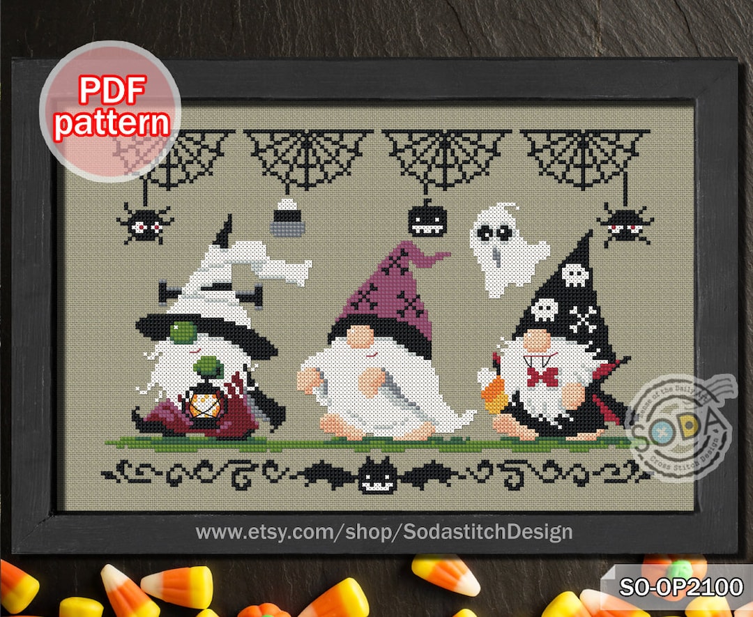 Cross Stitch Pattern Pdf Fairy Elf Witch Ghost Autumn Fall Modern, SO ...