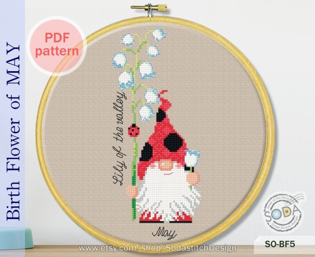 Cross Stitch Pattern Pdf Gnome Fairy Elf Pixie Month, SO-BF5 'birth ...