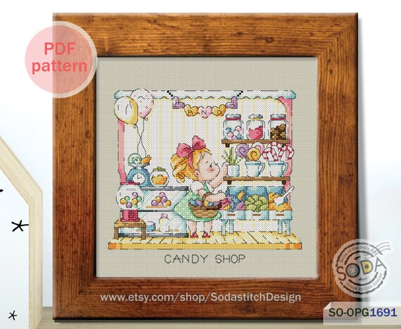 CANDY Shop Cross Stitch Pattern Pdf Mini Store Mini Shop Lollipop.