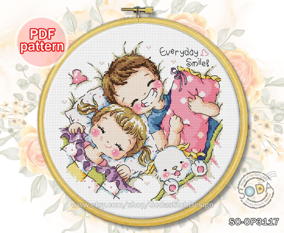 Cross Stitch Pattern Pdf Kids Modern, SO-OP3117 'everyday Smile