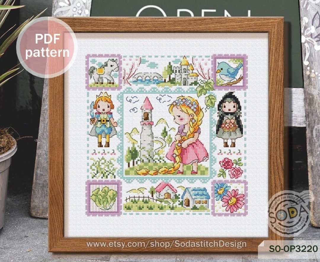Cross Stitch Pattern Pdf Fairy Tale Story Book Modern, SO-OP3220 ...