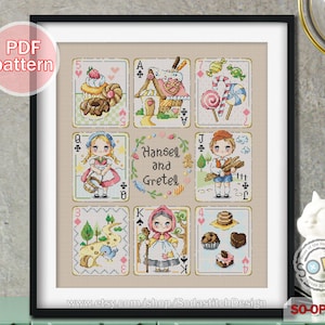 Padrão de ponto cruz de Hansel e Gretel em PDF,Story Book Modern Instant PDF Download Contado,SO-OPG162 'Cartas de Hansel e Gretel'