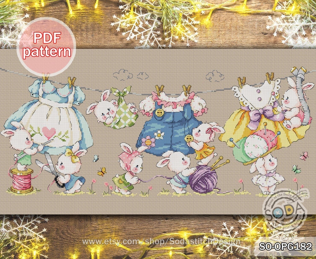 Cross Stitch Pattern Pdf Rabbit Bunny Cute Animal Needle