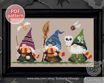 Cross Stitch Pattern pdf Gnome Fantasy Movie Character Fairy Tale  Elf Easy Funny for Beginner Counted Download,SO-OP287 &#39;Wizard Gnome&#39;