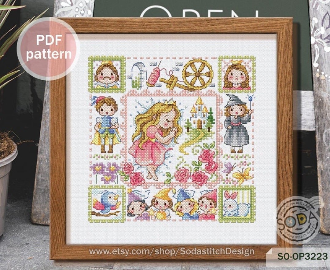 Cross Stitch Pattern Pdf Fairy Tale Story Book Modern, SO-OP3223 ...