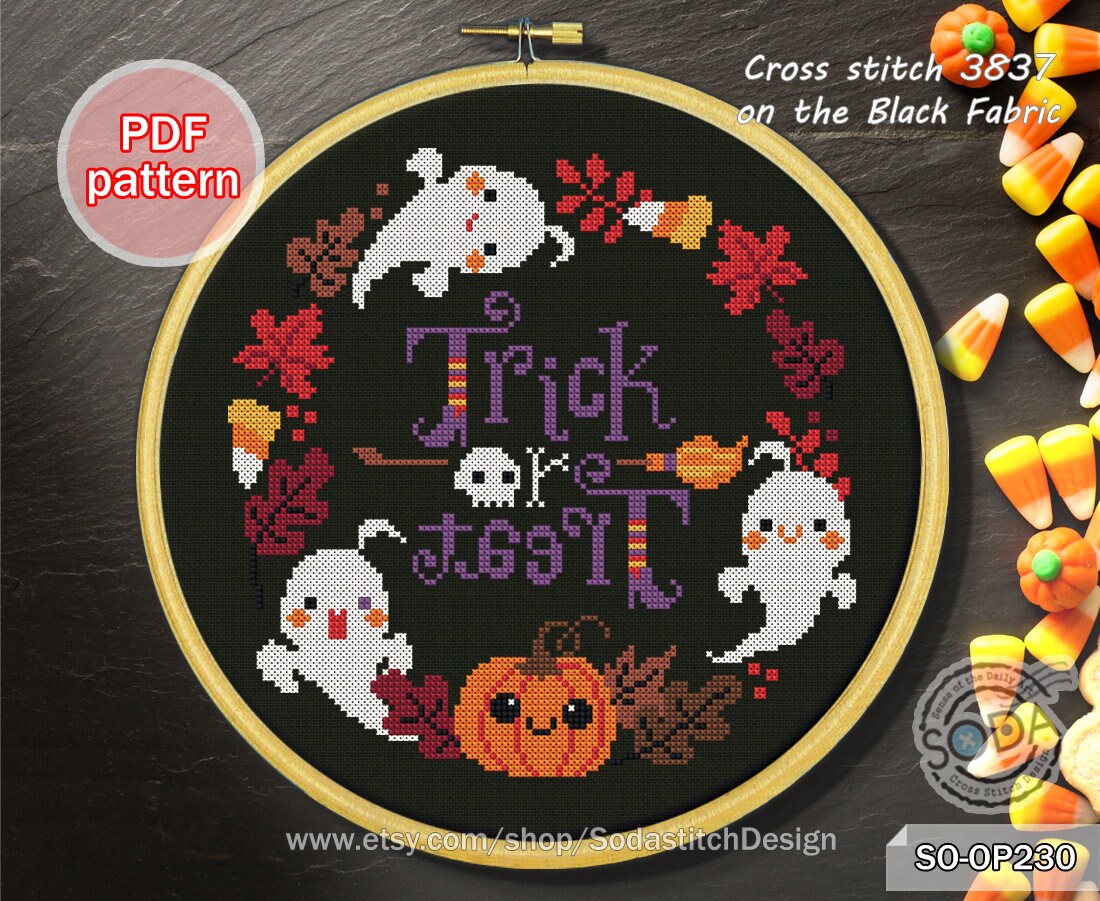 Trick or treat cross stitch pattern Halloween cross stitch -  Portugal