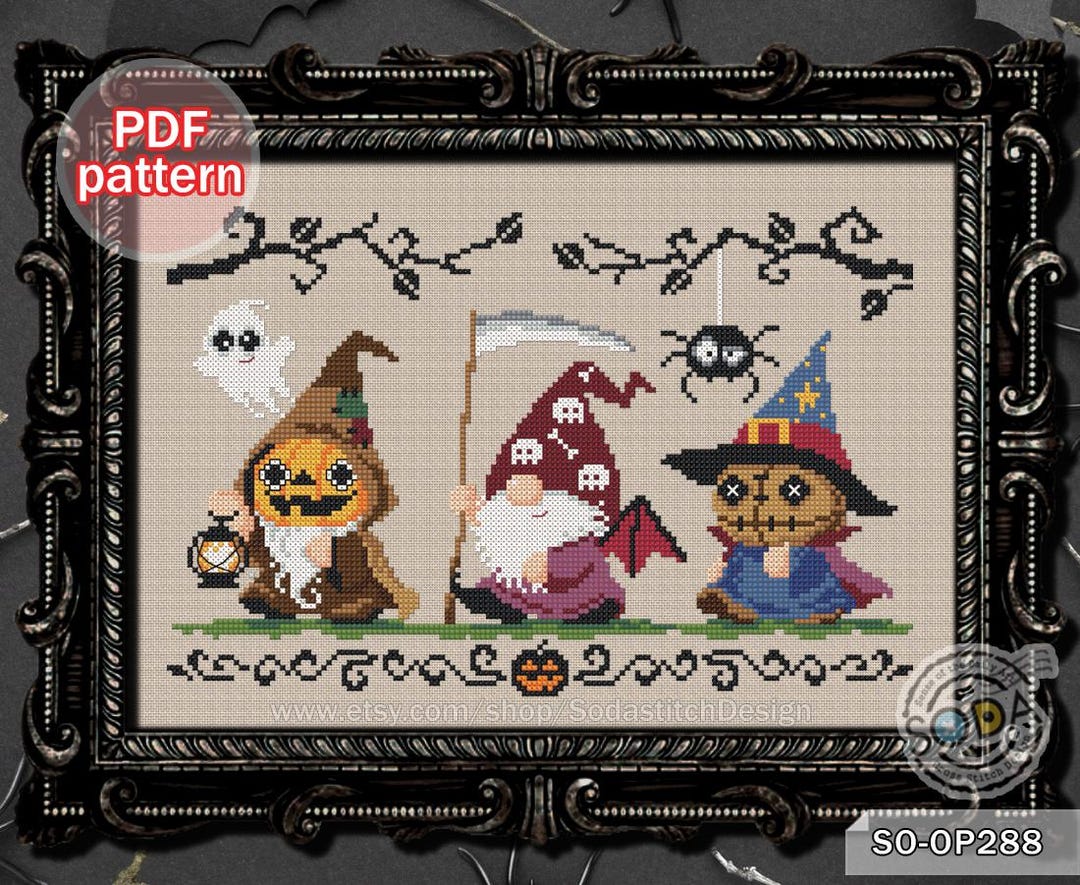 Cross Stitch Pattern Pdf Fairy Elf Pumpkin Ghost Autumn Fall Modern, SO ...