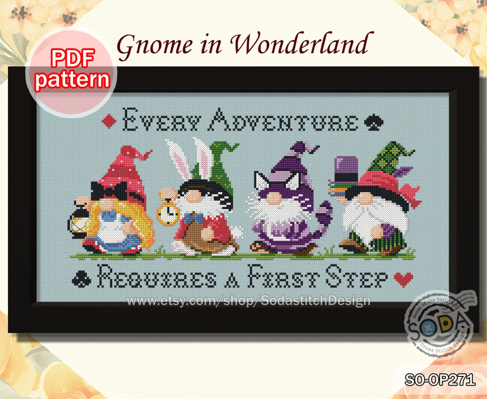 Cross Stitch Pattern Pdf Gnome Fairy Tale Elf Pixie Modern , SO-OP271 ...