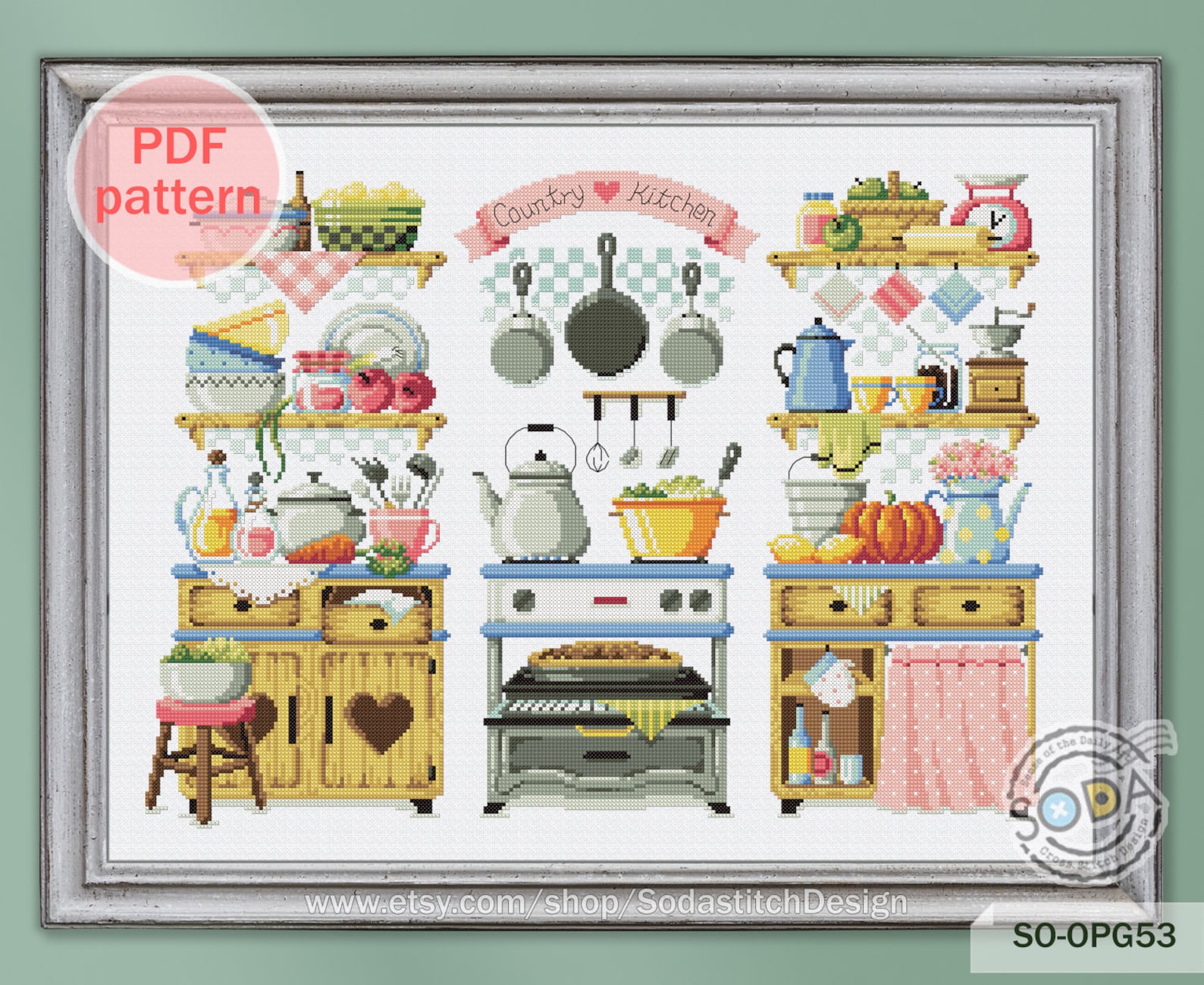 Kitchen Decor Cross Stitch PatternDish Shelf Bowl Xstitch Etsy