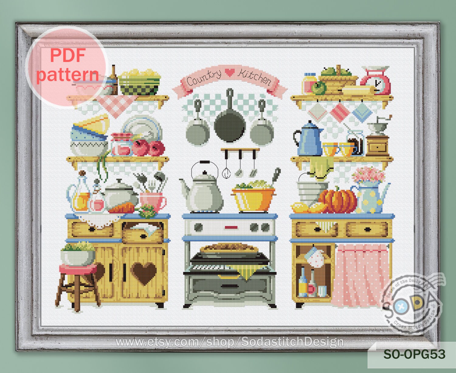 Kitchen Decor Cross Stitch PatternDish Shelf Bowl Xstitch Etsy