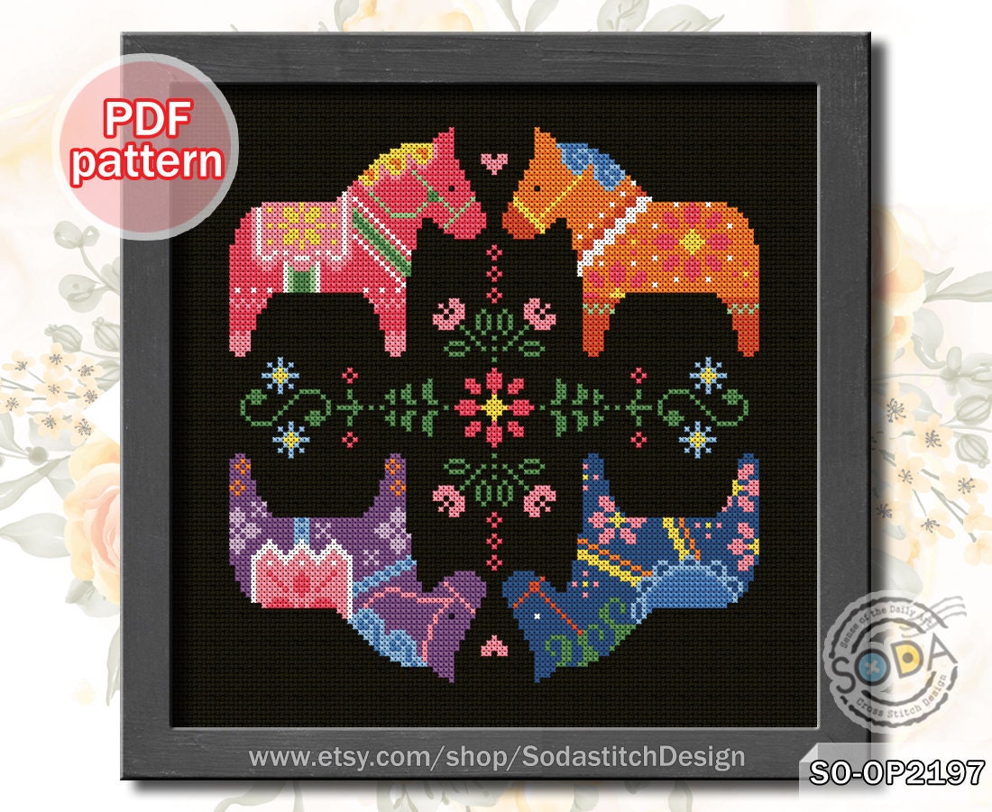 ハンドメイド　クロスステッチ作品 クロスステッチパターン PDF 幸運のシンボル モダン、SO-OP2197